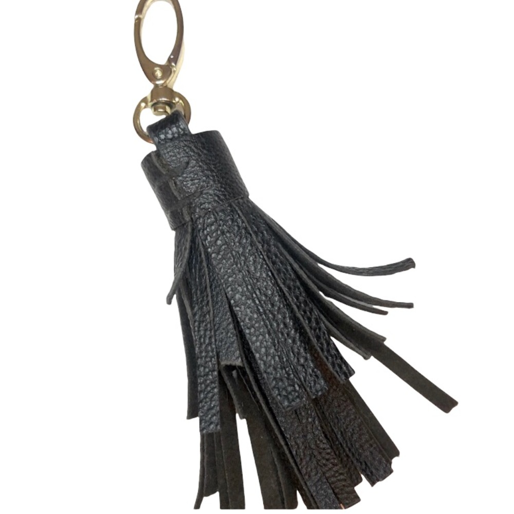 Black Faux-Leather Tassel Bag Charm/Tassel Key Chain
